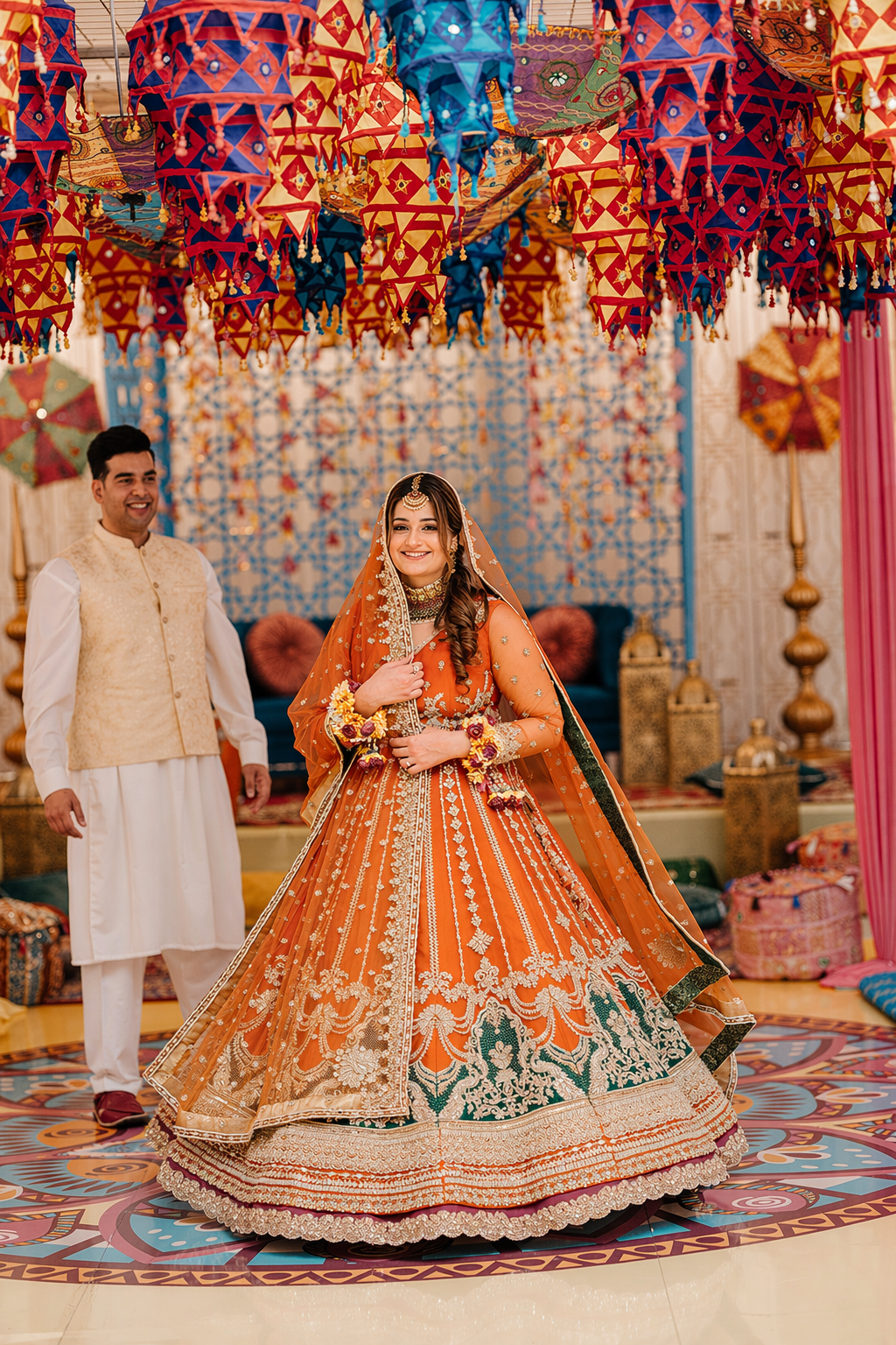 Mahnoor’s Naranji Bridal Orange & Green Edition