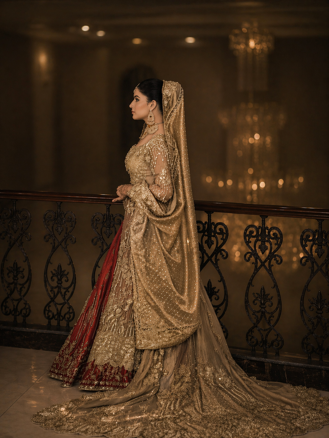 Auree  Ayesha’s Couture Bridal in Gold & Red