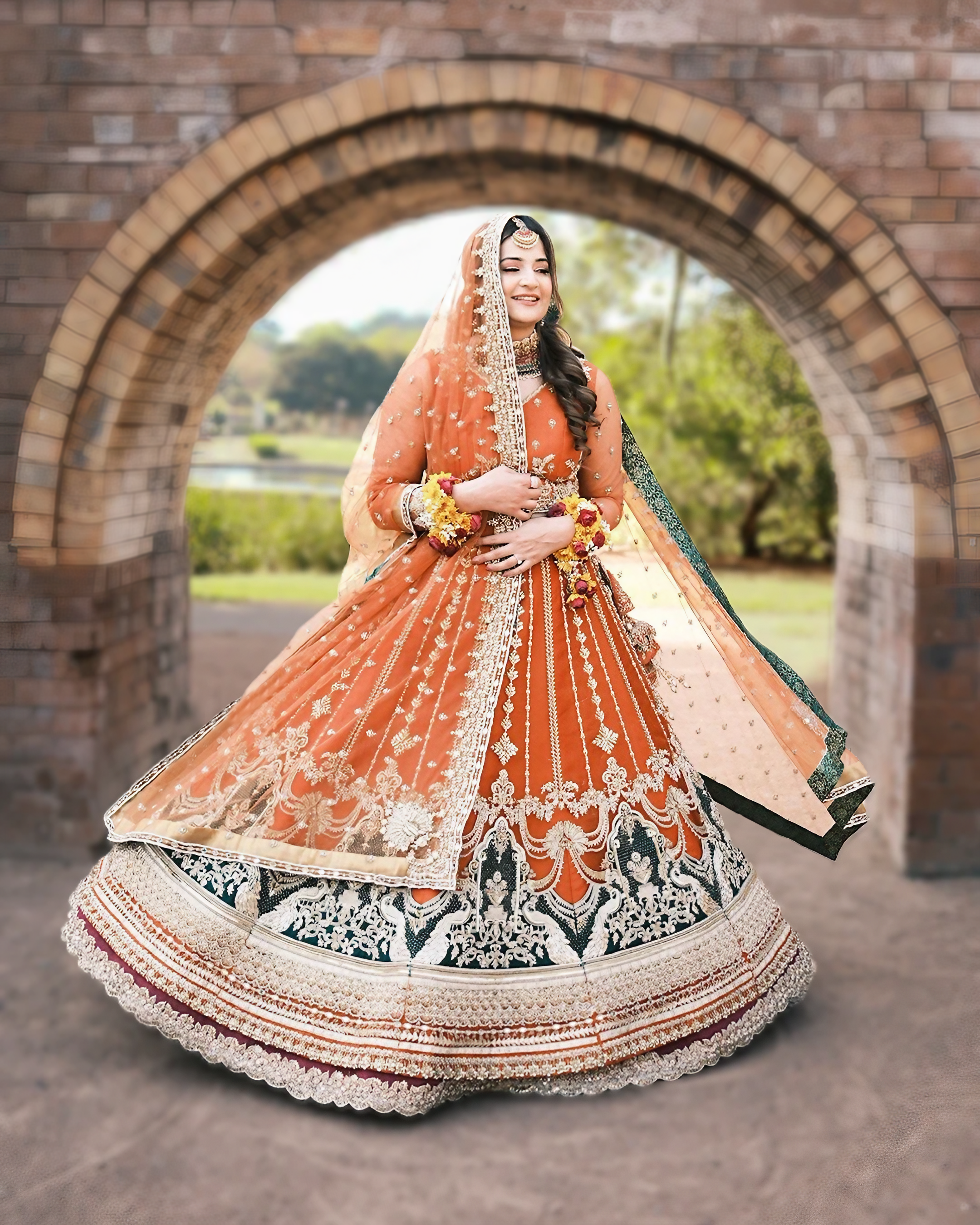 Mahnoor’s Noranji Bridal Orange & Green Edition